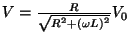 $V=\frac{R}{\sqrt{R^2+(\omega L)^2}}V_0$